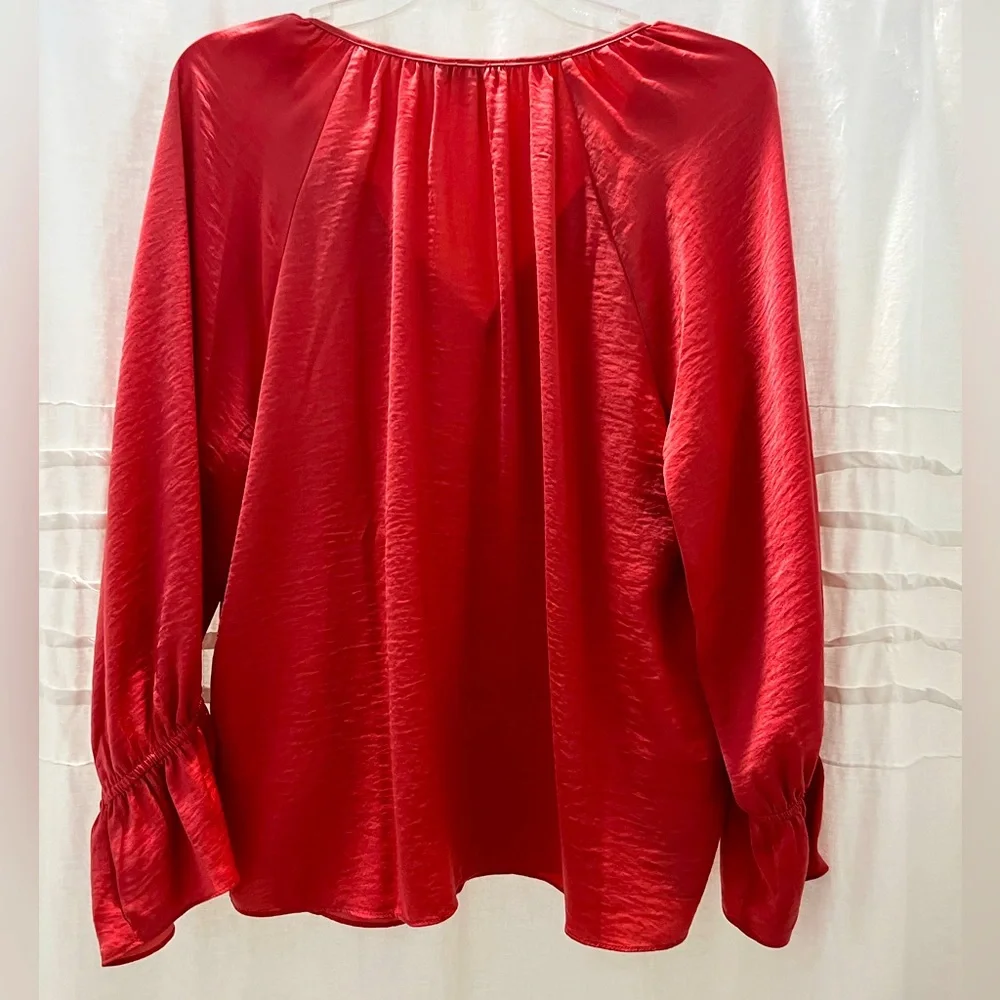 LUCKY BRAND Medium russet long sleeve silky long sleeve blouse EUC - Picture 3 of 6